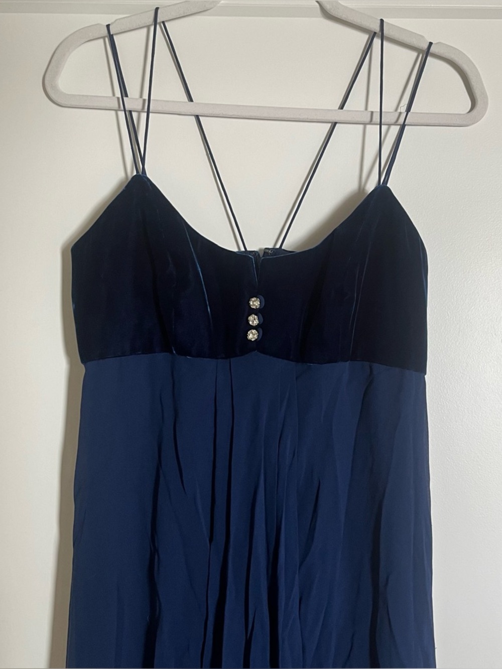 Vintage Y2K Saks Fifth Avenue Midnight Blue Dress chiffon and velvet